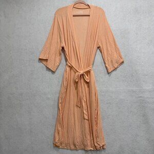 Body Love Basics Robe Womens L XL Peach Pink Belted Lightweight Lounge Wrap